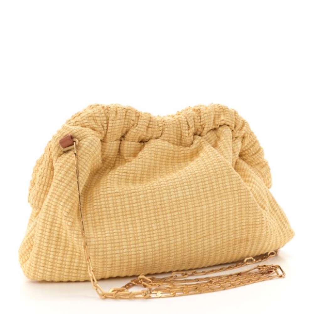 Mansur Gavriel Woven Raffia Mini Cloud Chain Clutch Natural